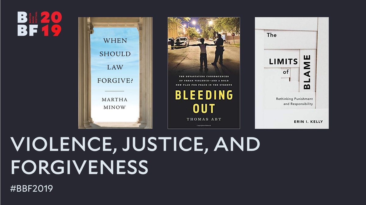 bostonbookfest's tweet photo. Starting in 15 minutes on @BookTV: #BBF2019 session “Violence, Justice, and Forgiveness,” featuring @Abt_Thomas, #ErinIKelly, #MarthaMinow, and @TBrownNagin. https://t.co/WK5cUiwZnH https://t.co/Q1A06FaugZ