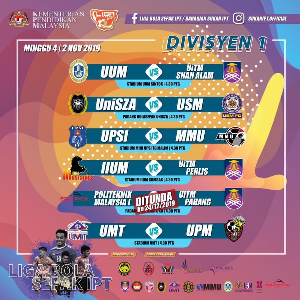 IiumMustang's tweet photo. ❗2019 IPT League❗
Saturday, 2 November 2019

Gameweek 4: IIUM vs UiTM Perlis

Venue : Sayyidina Hamzah Stadium,IIUM Gombak Campus

Let's Support IIUM team💪⚽

@sdc_iium @SUKIPT @uitmarau 
#PrancingHigher🐴🐎
#IPTLeague19🏆
#OurHomeIsYourHell🤨 https://t.co/fT27JcgFCq