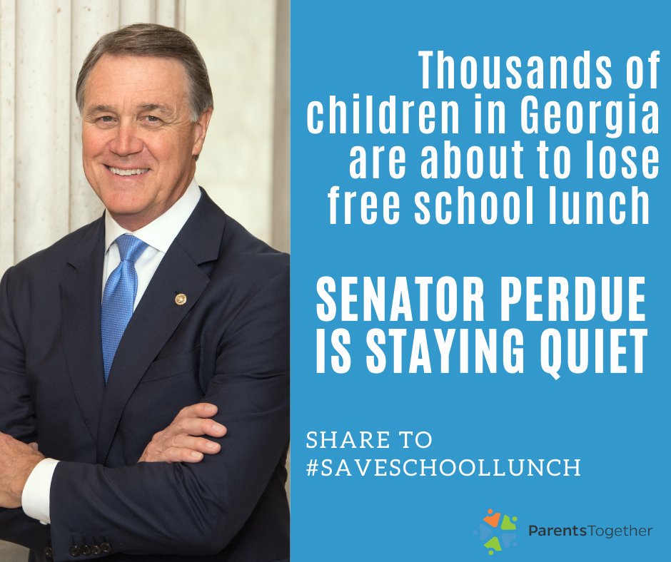 ptogetheraction's tweet image. .@sendavidperdue forcing thousands of kids in #GA to go hungry at school is cruel. Stop the @USDA plan to kick 3 mil people off #SNAP and 1 mil off school lunch. #SaveSchoolLunch