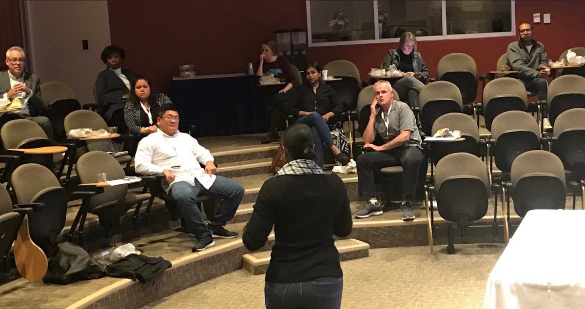 StrongUNTdallas's tweet photo. Let’s play a role in suicide prevention! Twelve faculty and staff members participated in the QPR suicide prevention training today. Special thanks to Provost Stewart and Dean Perez for participating and showing support. #QPRTraining #SuicidePrevention https://t.co/n5zbUy8J0y