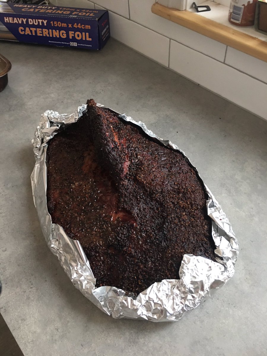As well as my brewing project I have a Waghu Brisket on the Kamado Joe. It’s been going for 5 hours and I’ve just boated it in some foil and tipped the little beer into the foil.Back on for a few more hours.