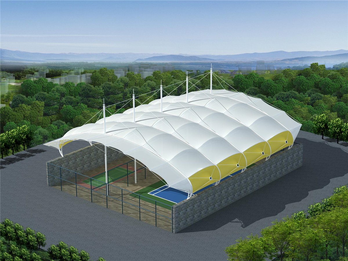Outdoor tennis/badminton court with membrane structure roof & ceiling
.
.
cutt.ly/pemtHE0
.
.
#tennis #badminton #court #ceiling #membrane #roof #canopy #tensilestructure #architecturalconcrete #constructionsight #modularbuildingsystem #tensilemembrance #ptfesuture