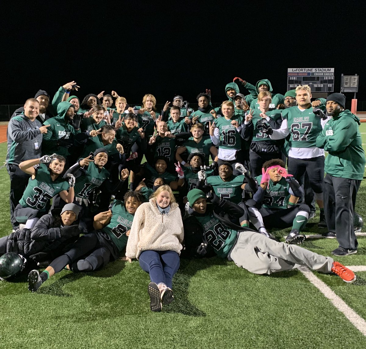 footballedison's tweet photo. We couldn’t have asked for a better ending to Senior Night. Your Edison Eagles are District Champions! 🦅🏈🏆 Last time Edison held that title was 1992, 10 years before these kid were born! https://t.co/SsgGnK4knH
