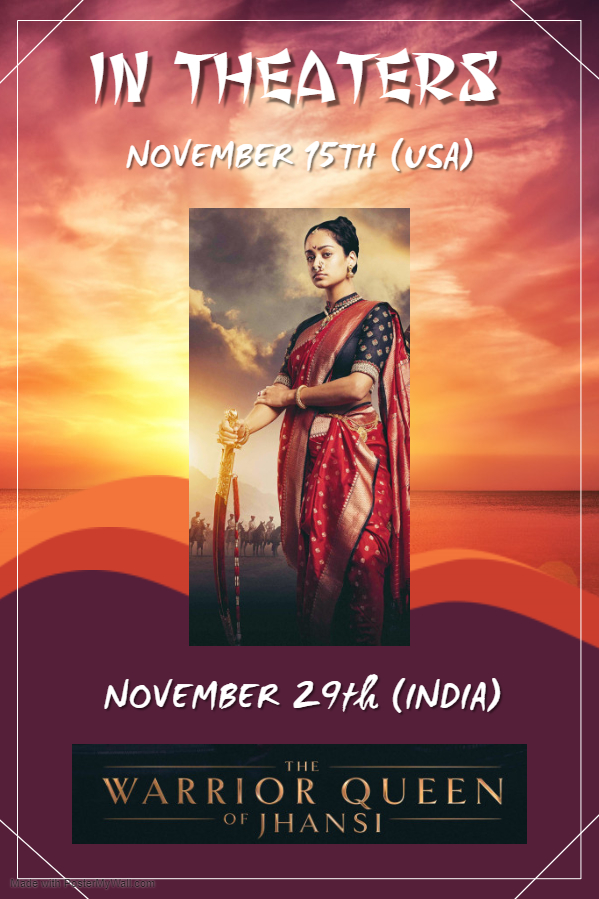 WizMotionStudio's tweet photo. We've read &amp; seen several versions of #RaniLakshmiBai but here comes the most engaging &amp; enthralling saga out of all. Watch #TheWarriorQueenofJhansi at a theater near you : In Cinemas 15th Nov US, 29th Nov India @WarriorJhansi 

#Hollywood #indie #Film #Movies #SaturdayMotivation https://t.co/YAqVHFvlQ0