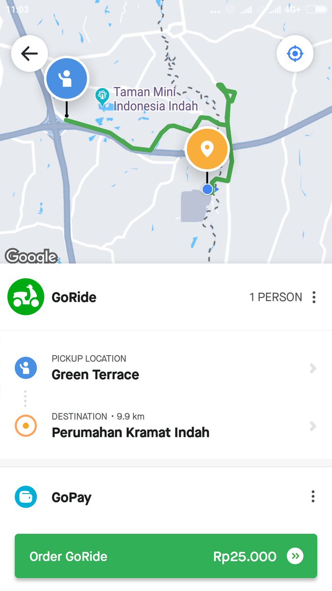_himiauralia's tweet photo. @gojekindonesia min ini rute tmii-setu cipayung knp harus lewat bekasi dulu? tarif yang seharusnya 10k jadi harus 25k. udah berbulan2 min, jarak cuma 5km tapi bayar 10km. Tekor nih :( https://t.co/vMrqivB12Z