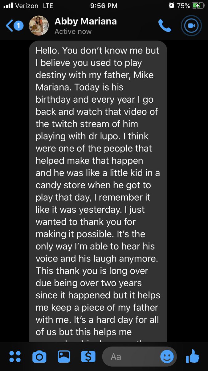 DrLupo's tweet photo. A few years ago, I did a 24h charity stream for @MakeAWish playing Trials of Osiris in Destiny, helping people go flawless. The first person was named Mike.

He passed less than 2 months later. Cancer.

I was shown these messages tonight that were sent to one of Mike's friends. https://t.co/yrRxDp8Vwy