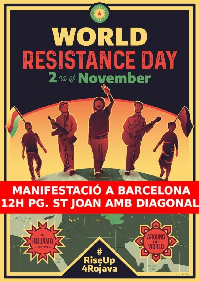 COSnacional's tweet image. 🔴 La classe treballadora d&apos;arreu ens solidaritzem amb Rojava.
👉 Manifestació aquest matí (12.00 h) a Barcelona.
📍 Passeig Sant Joan amb Diagonal.
#Riseup4Rojava #RojavaResistance