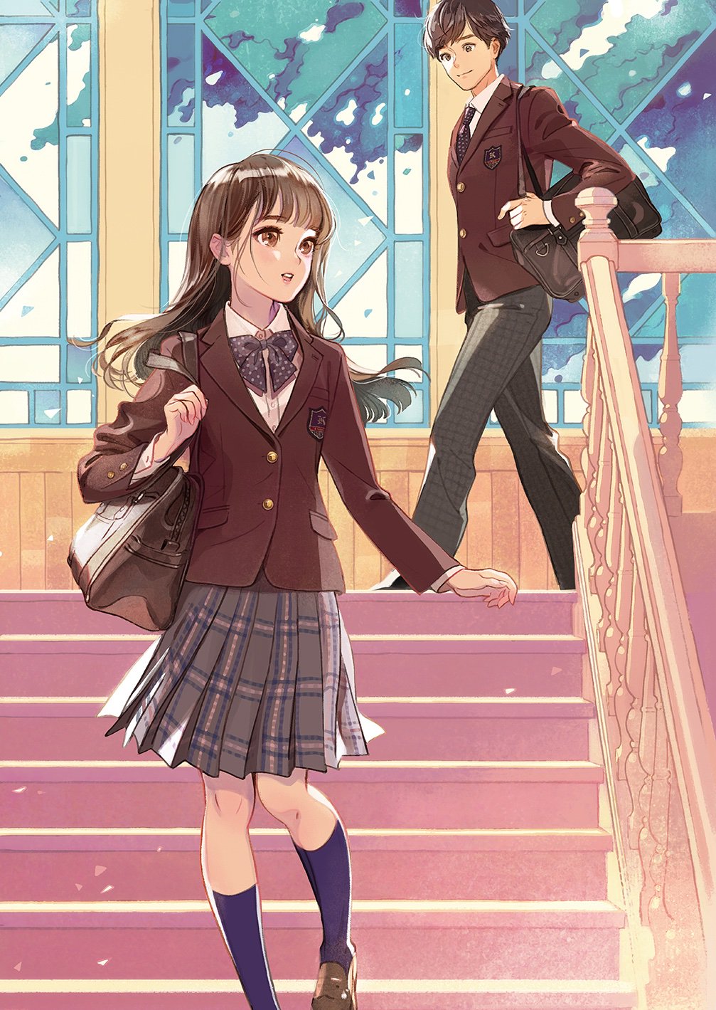 Twitter 上的 マツオヒロミ カンコー学生服様のオリジナル制服のポスターを担当致しました クラシックな どことなく和を感じさせるカラーリングの制服です 背景も伝統的な校舎をイメージして描きました T Co Xdzacmtvqp Twitter