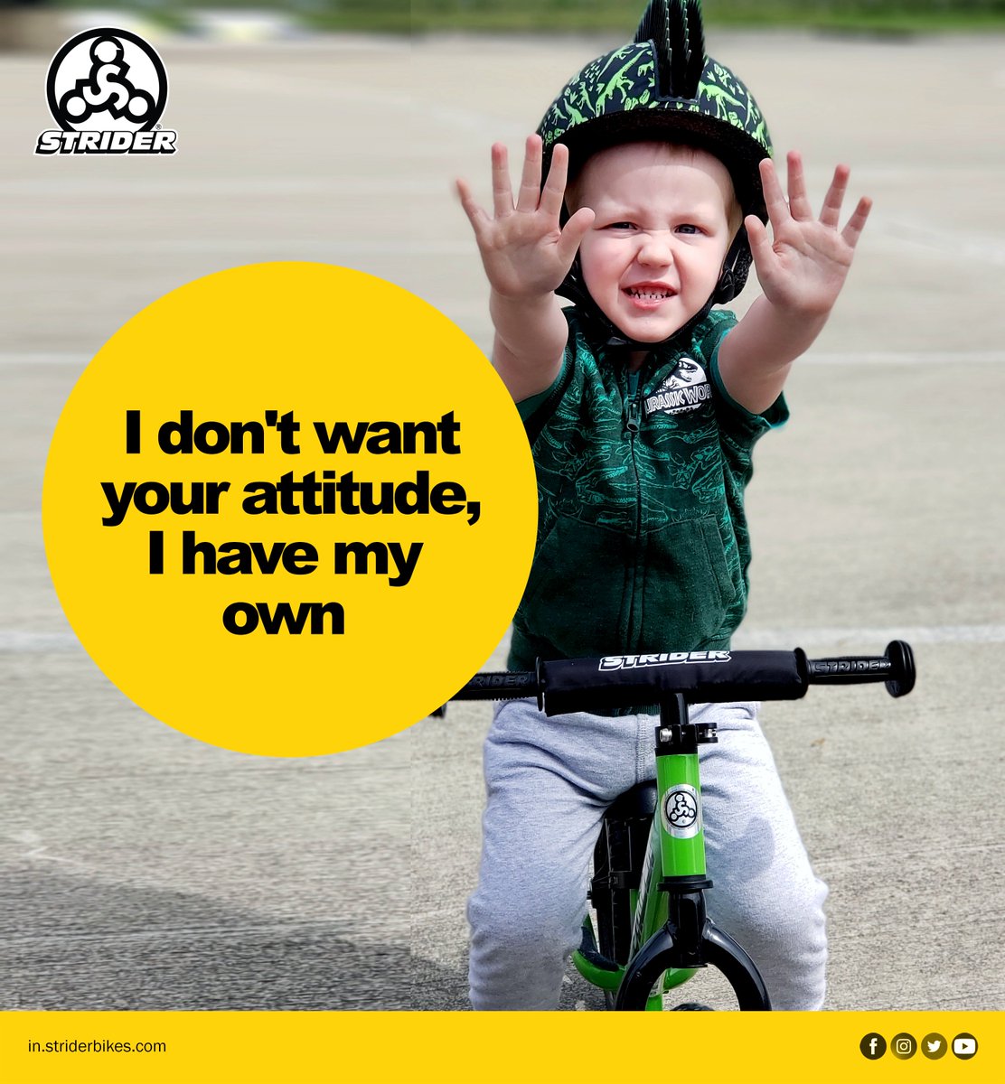 StriderBikesIN's tweet photo. I don’t want your attitude, I have my own 😎 #strideon #BalanceBike https://t.co/yGTbTfSnZ2