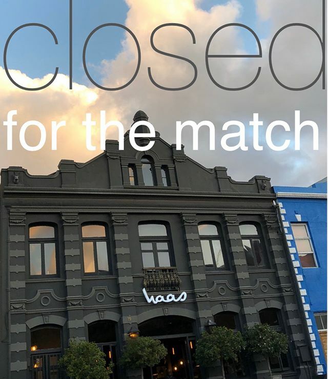 Last minute decision! Haas will be closed today so we can all go watch the match... #haas #closed #rugby #worldcup