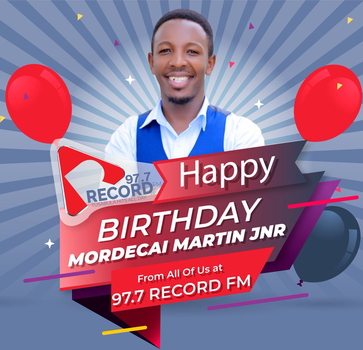 RecordFm977's tweet photo. Hello family, join us celebrate the birth of one of us; Mordecai Muriisa Martin Junior.
Your sincere love and passion for work is what sets you apart from the crowd. To a very confident and strong journalist, we say #HappyBirthday!
#RecordFMBangoBash #NyondoClub #15November https://t.co/LfF9KN6pb2