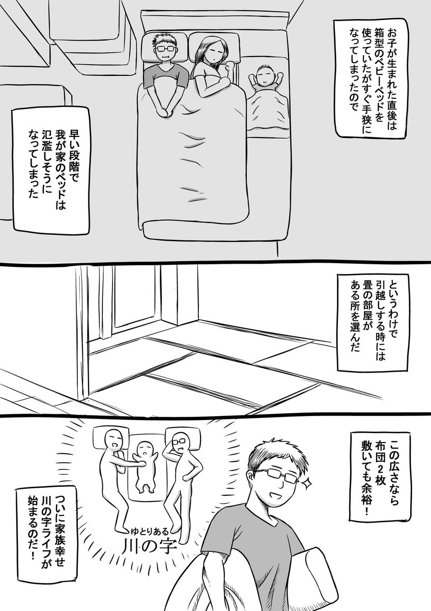 家族で並んで寝る時の話。 