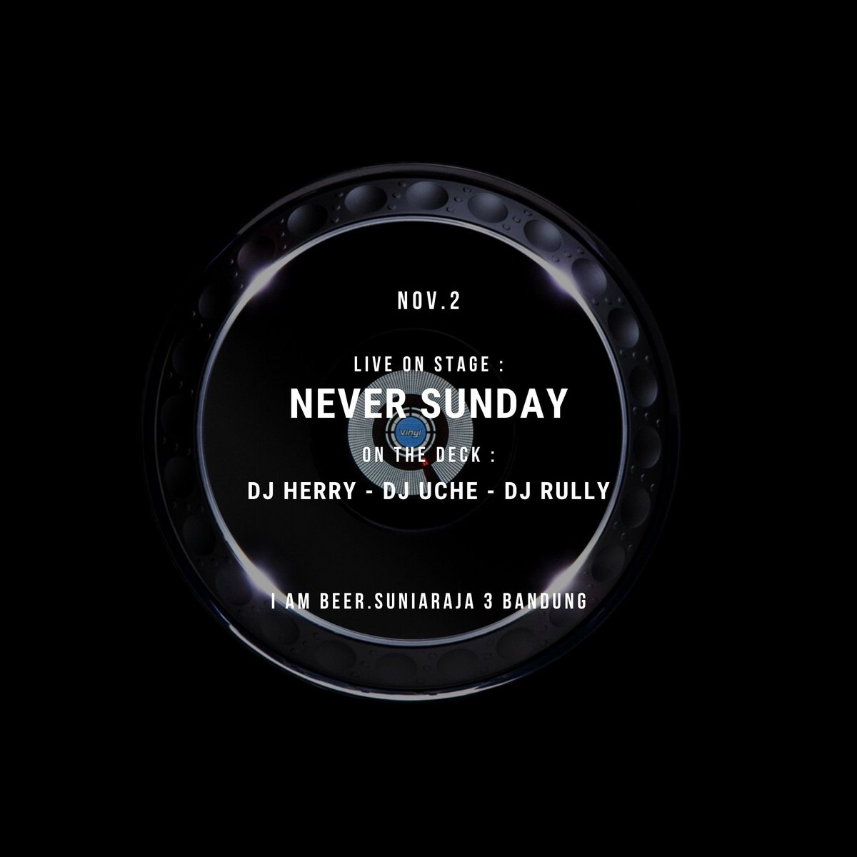 🔊 Malam minggu yuk ..! 🍻🍻⁣

🎙 Live On Stage :⁣⁣⁣⁣
⭐ NEVER SUNDAY BAND ⭐⁣⁣⁣⁣
⁣⁣
🎛 ⁣⁣⁣⁣DJ HERRY - DJ UCHE - DJ RULLY⁣⁣⁣⁣
⁣⁣⁣⁣
🍺 SPECIAL PROMO 🍺⁣⁣⁣⁣⁣⁣⁣⁣
🍾 GILBEYS 750ML 2 BOTOL 550RB⁣⁣⁣⁣
🍾 SOJU 3 BOTOL 350RBAN⁣⁣⁣⁣
⁣⁣