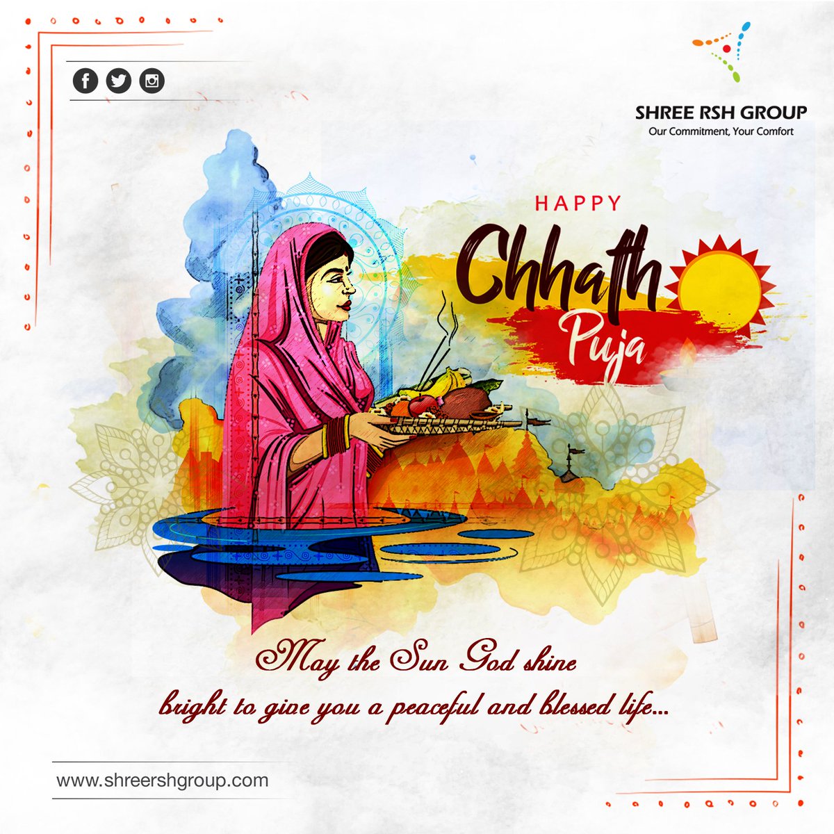 On this auspicious occasion, let us pray for a blessed life and blissful home. Happy Chhath Puja!

#ShreeRSHGroup #RSHSignature #Chhath #HappyChhath #GoodLuck #Wealth #Prosperity #FlatsInSouthKolkata #LuxuryApartments #Gym #Workout #Fitness #HousingComplex #Luxury #ClubHouse