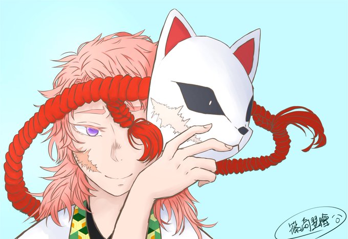 篠崎翌檜(さんばだった者)さんがTwitterに投稿した錆兎(鬼滅の刃)のイラスト。