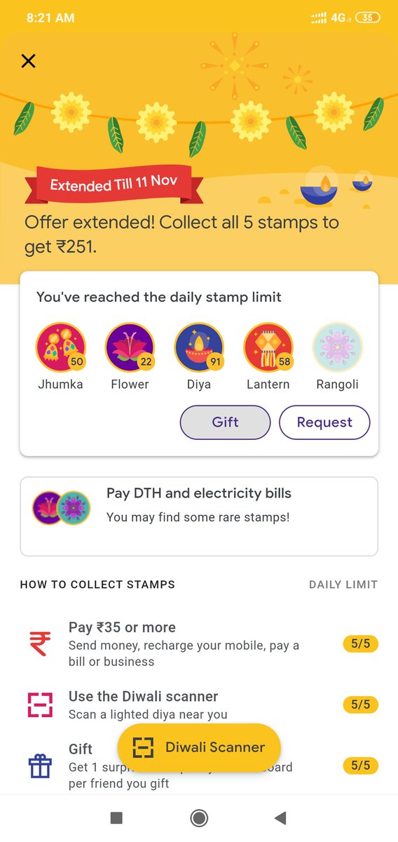 pachaiyappan50's tweet photo. @GooglePayIndia No rangoli still did all recharges @GooglePayIndia #Zeroluck https://t.co/GOgYXaSTrX