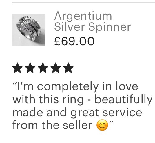MacsinDesigns's tweet image. Nothing like a lovely review to brighten your morning 😍 #happycustomer #happyme #silverspinnerring MacsinDesigns.com ArgentiumSilver.co.uk