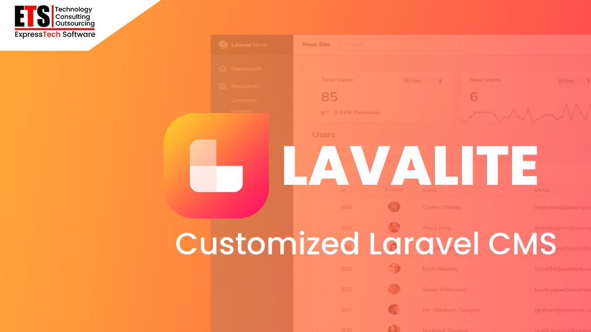 expresstechsoft's tweet image. #Lavalite Lavalite helps you to quickly set up a content management system or a cloud-based application based on Laravel. #LaravelDevelopment #HireDevelopers #WebDevelopment  
#Visit bit.ly/33bqcxc