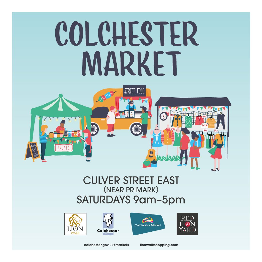 ShopLionWalk's tweet image. Good Morning Colchester! Come on down to Lion Walk today and enjoy @ColchMarket from 9am – 5pm.