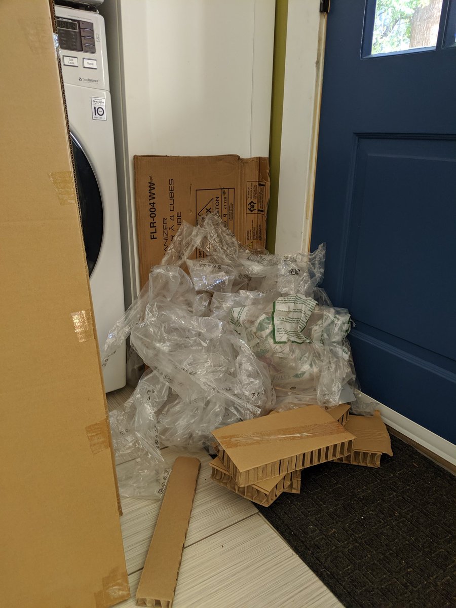 One piece of furniture from <a href="/IKEAUSA/">IKEA USA</a> . We're fortunate to live near <a href="/atlgreenpages/">Live Thrive Atlanta</a> which can recycle it, but I'd guess most packing like this just ends up in the garbage...you know. So we can add to floating plastic island in the ocean. #peoplearegross #gottaBeABetterWay