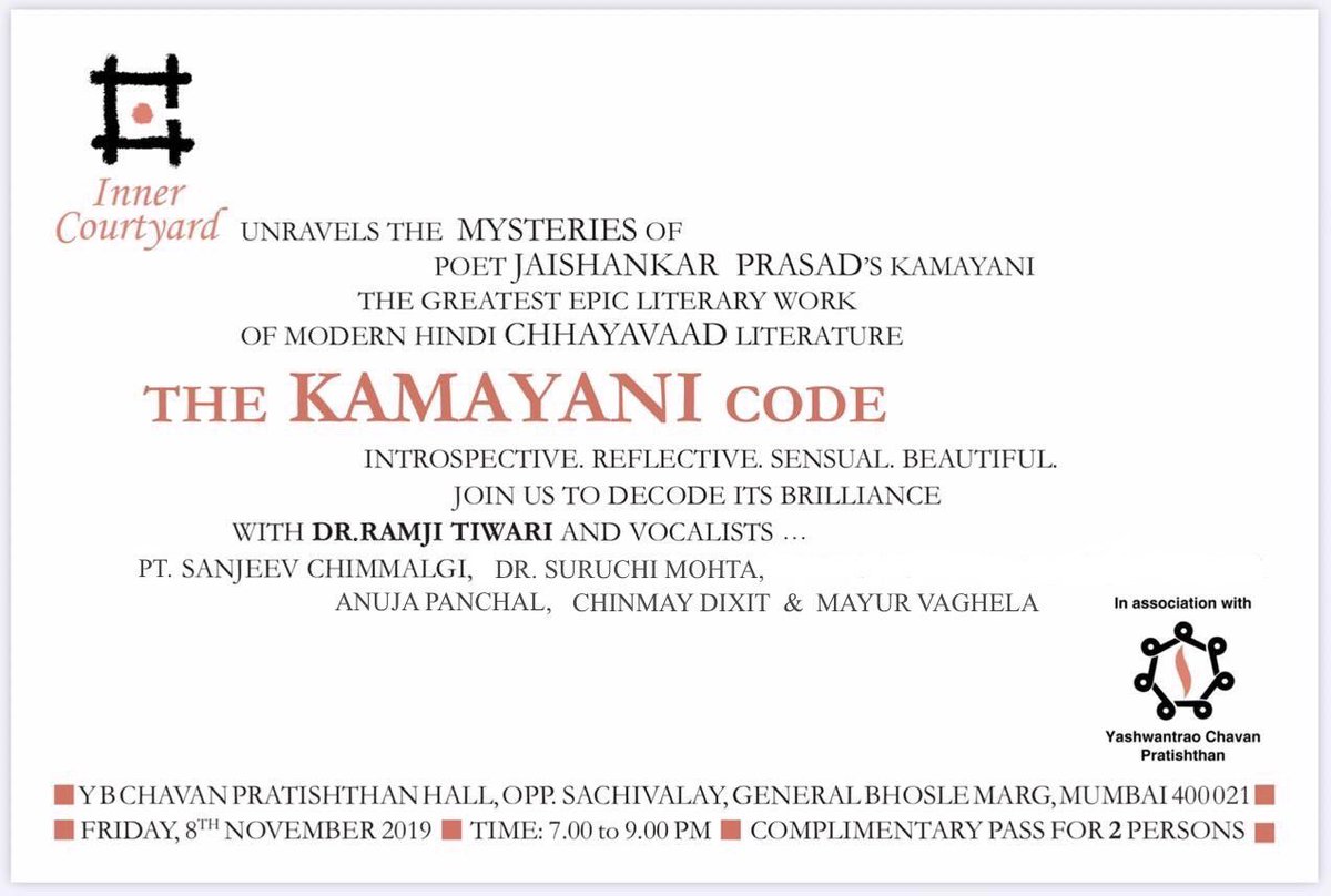 SMChimmalgi's tweet photo. Composed most of the songs for this content rich programme on Hindi Chhayavad Literature. Honoured to share stage with celebrated Hindi-Sanskrit scholar Dr Ramji Tiwari alongwith Dr Suruchi Mohta and few of my students. Entry is free and open to all. Do come https://t.co/udyq4PkuJg
