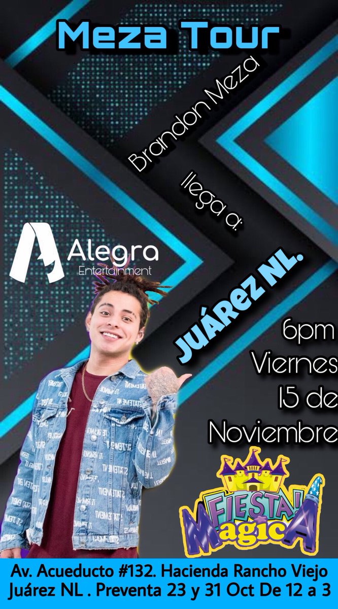 alegra_mx's tweet photo. #mezagirls Este próximo 15 de Noviembre en Juárez NL las esperamos en la convivencia con @brandon_meza https://t.co/XGB7u5PKNk
