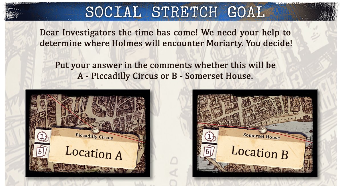 Dear Investigators the time has come! We need your help to determine where Holmes will encounter Moriarty. 🔥⚡️
You decide! Put your answer in the comments on whether this will be A - Piccadilly Circus or B - Somerset House. 
You have 4 days to decide
▶️ rcl.ink/unT