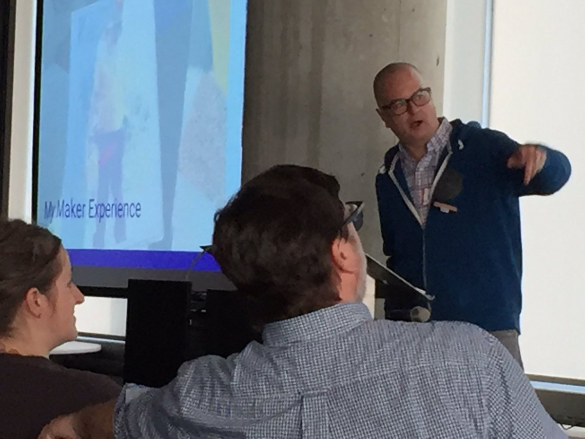 RECIT4LEARN's tweet photo. @joshburker keynoting #RemixEd2019 in Montreal. More resources from today’s sessions at https://t.co/zNNRvENtuJ https://t.co/F44DWX6zvB