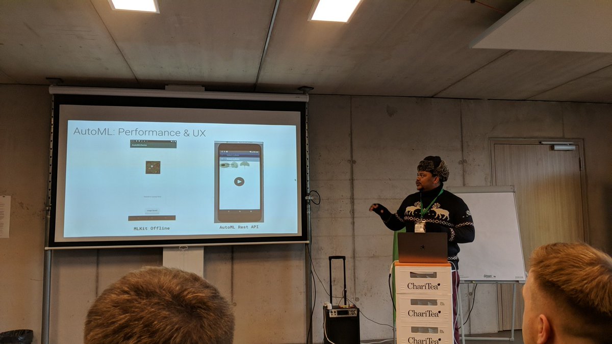 marcopoehler's tweet photo. #devfestHH19 @pjapplez
from South Africa talking about AutoML. Great talk! I think he is very prepared for our weather in Hamburg. https://t.co/ClzjnQM45W