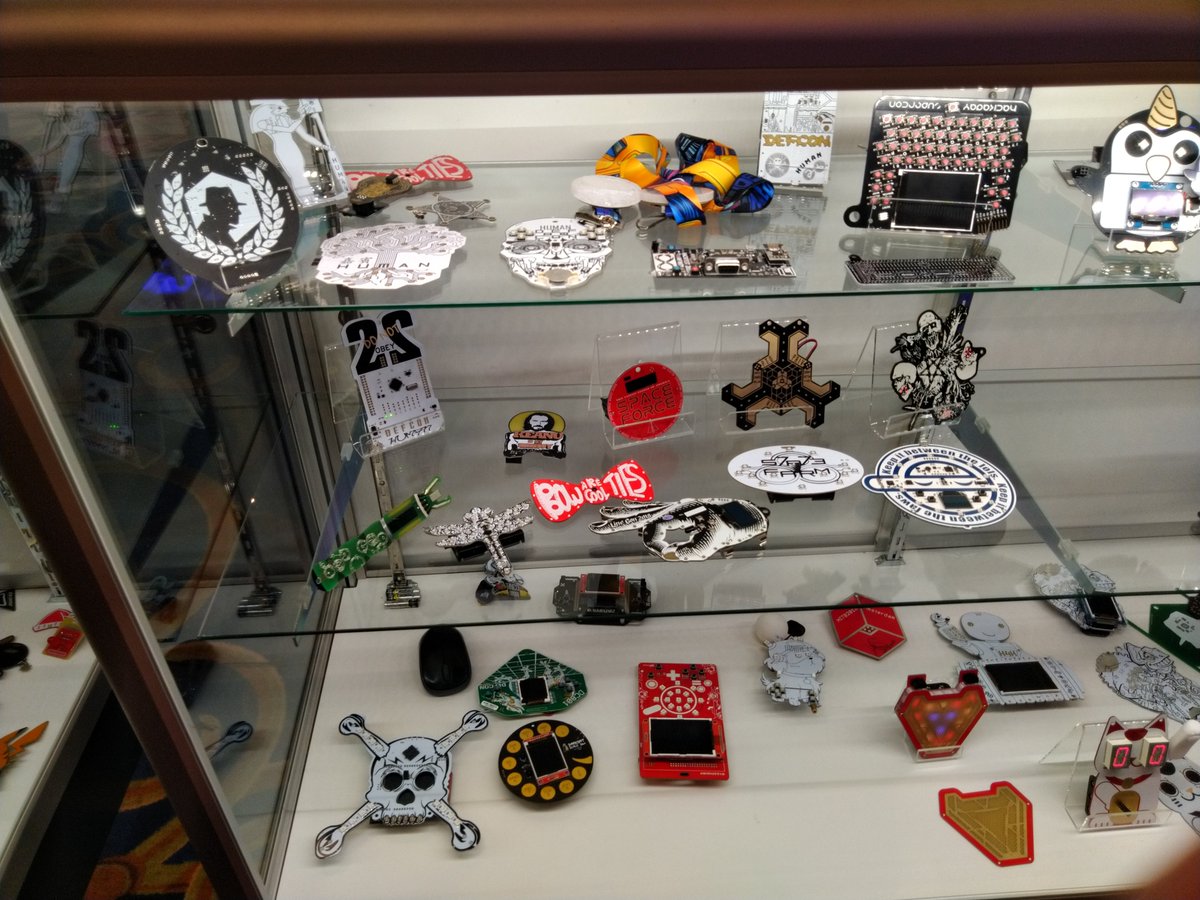 mlrichard's tweet photo. Some more close-up photos of all your lovely badges in our displays. Thank you #BadgeLife designers and makers for keeping an order badge or board for our exhibits. #BadgeLife Museum at #HackFest2019 https://t.co/ZjKHNzOsxu