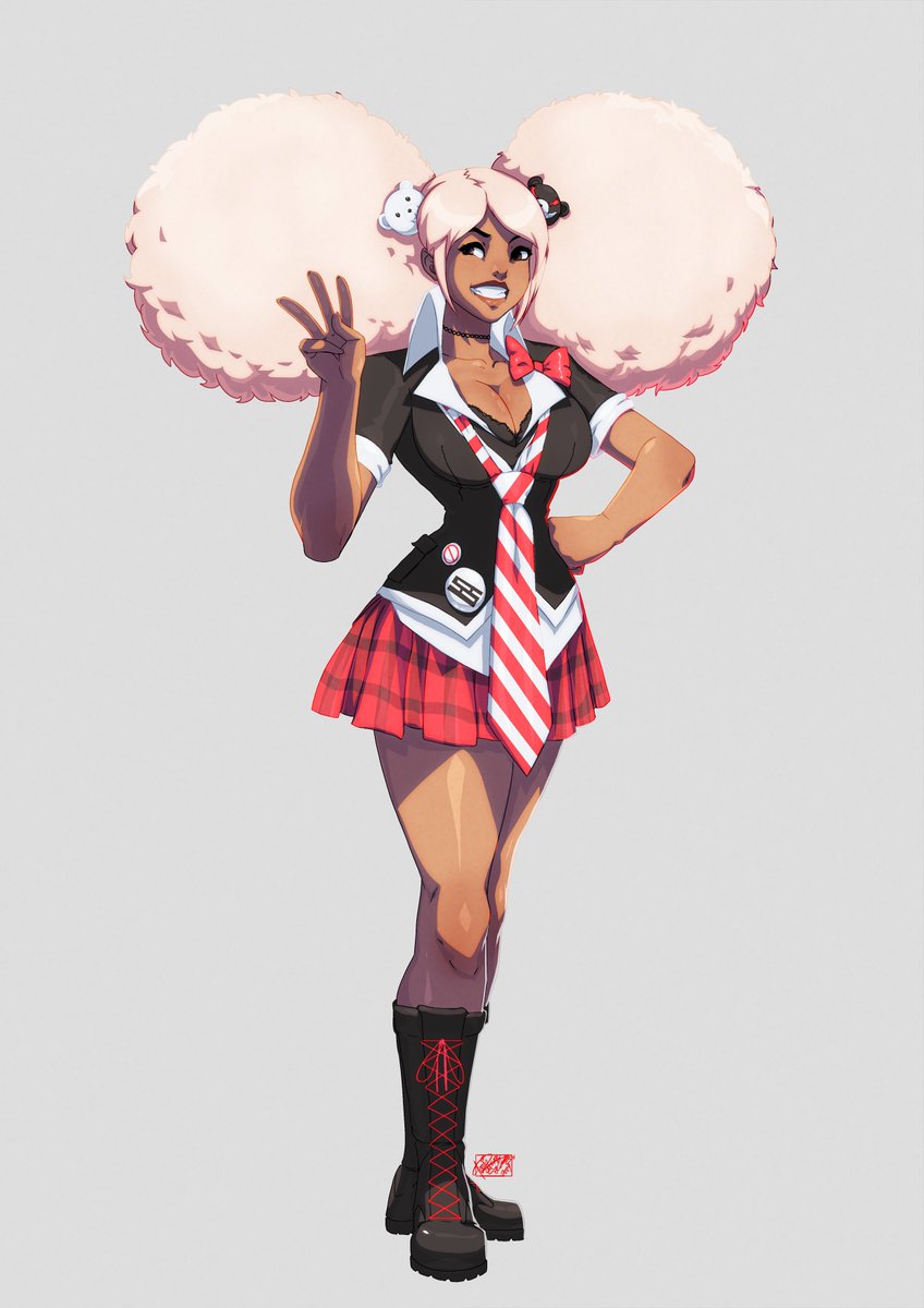 full body commission of Danganronpa's Junko Enoshima as she appears in her beta design. 