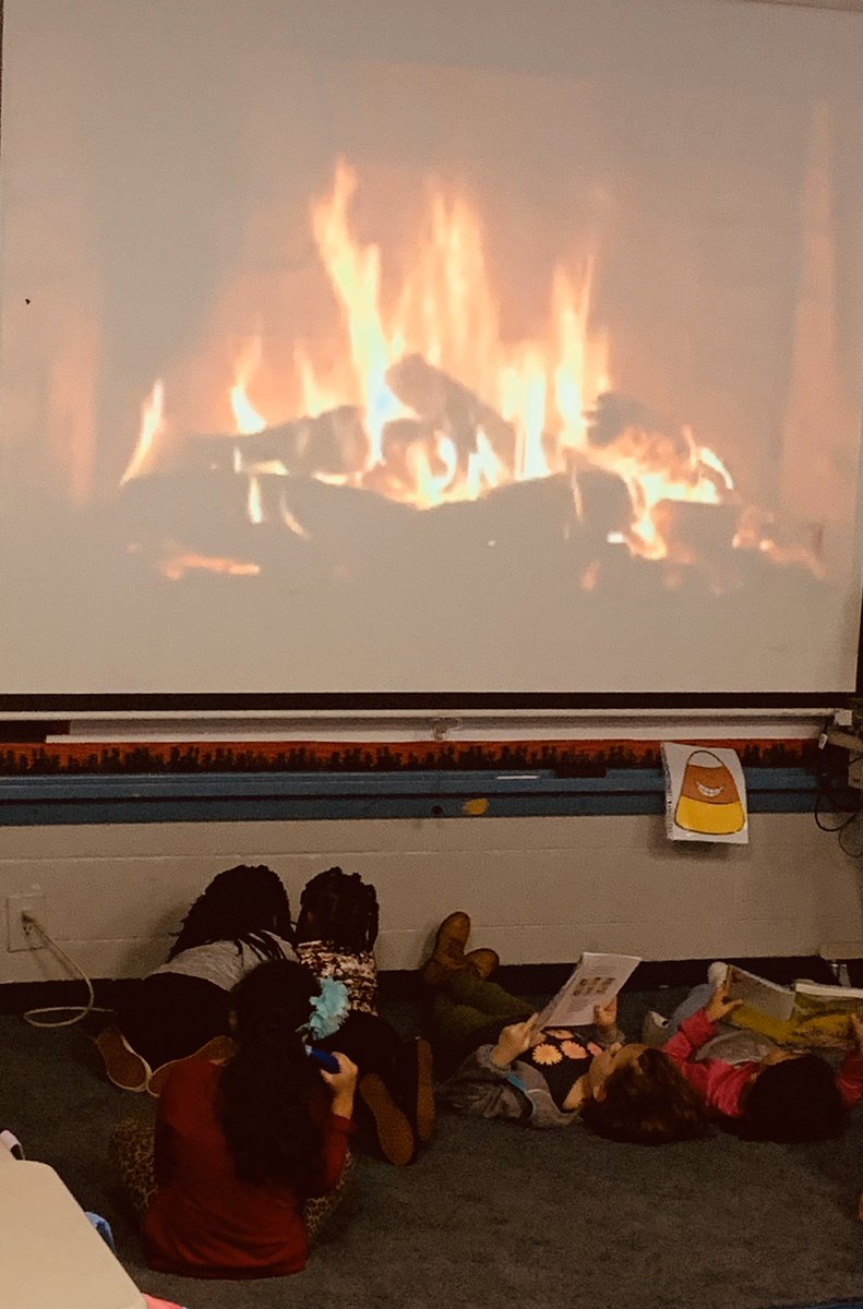 We took advantage of some of the gloomy weather from this past week. The kids loved reading by the fire. We became one with the book. 😌 📚 <a href="/SmyrnaPrimary/">Smyrna Primary</a> 
#Huskyexcellence #readingrocks