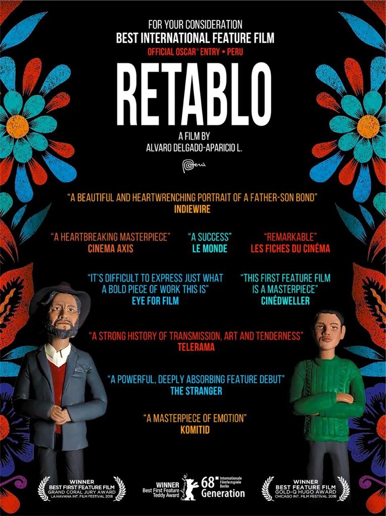 alvarezrodrich's tweet photo. El flier para que los 5000 miembros de la Academia vean Retablo @PeliculaRetablo de Alvaro Delgado Aparicio antes de votar. Compite hasta con Almodovar. 💪🏽💪🏽💪🏽💪🏽 https://t.co/N2h8u9OtBv