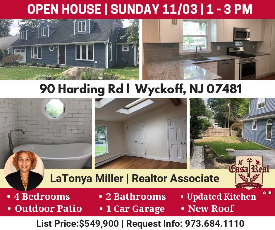 Casa_Real_Prop's tweet photo. 🚨 Come see this completely renovated home at our Open House tomorrow! 🚨

This single family house features 4 bedrooms, 2 baths a huge yard, and plenty of space to grow your family. 

90 Harding Rd, Wyckoff, NJ 
1-3 PM Tomorrow

If you have any questions call: (973)-684-1110. https://t.co/0pgfTKIX6S