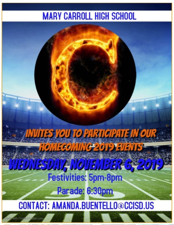 mcarrollstuco's tweet image. It’s that time of the year again Tigers!!! It’s homecoming week!!! We ask that you join us for our Burning of the C on the 6th from 5-8pm. The homecoming game against vets  is on the 8th, and then the dance is on the 9th. Have fun this week!!!
#TigersSTRONGERTOGETHER #hoco2k19