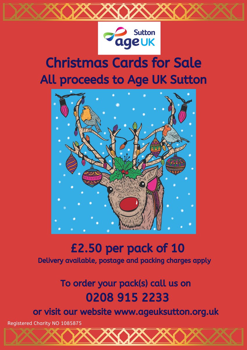 Age UK Sutton (@ageuksutton) on Twitter photo CHRISTMAS CARDS ON SALE!
Our GORGEOUS cards are now available, featuring an original design donated by our friend @Beciward 🎄🎄🎄
Available from our office on #Sutton high street, or for order by phone /website. #pleaseshare 🎄🎄🎄
<a href="/SuccessSutton/">Successful Sutton</a> <a href="/SuttonCouncil/">Sutton Council</a> <a href="/SuttonChamber/">Sutton Chamber</a> CHRISTMAS CARDS ON SALE!
Our GORGEOUS cards are now available, featuring an original design donated by our friend @Beciward 🎄🎄🎄
Available from our office on #Sutton high street, or for order by phone /website. #pleaseshare 🎄🎄🎄
<a href="/SuccessSutton/">Successful Sutton</a> <a href="/SuttonCouncil/">Sutton Council</a> <a href="/SuttonChamber/">Sutton Chamber</a>