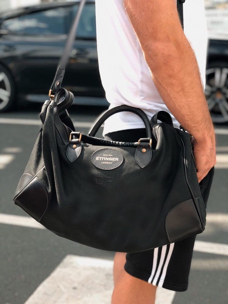 Our Ettinger Hurlingham Overnight Bag spotted on the shoulder of