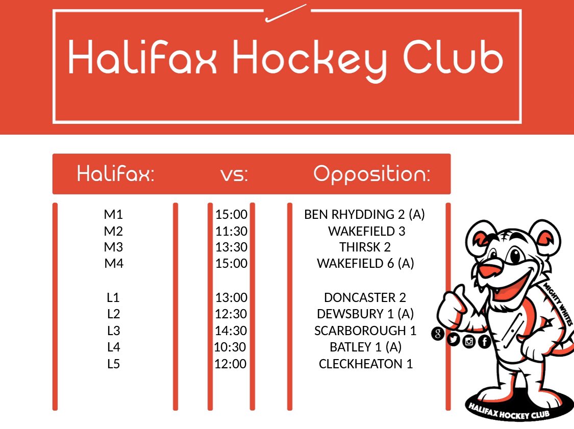 In case anyone’s forgotten, after the rugby there are plenty of hockey games today!! 😁

Good luck to all the teams 🍀🎃👻

Supporters, the bar is open as always, so come on down and roar on the teams!

#mightywhites #halifaxhockyclub #winsplease #watchyour1s #keepupthemomentum