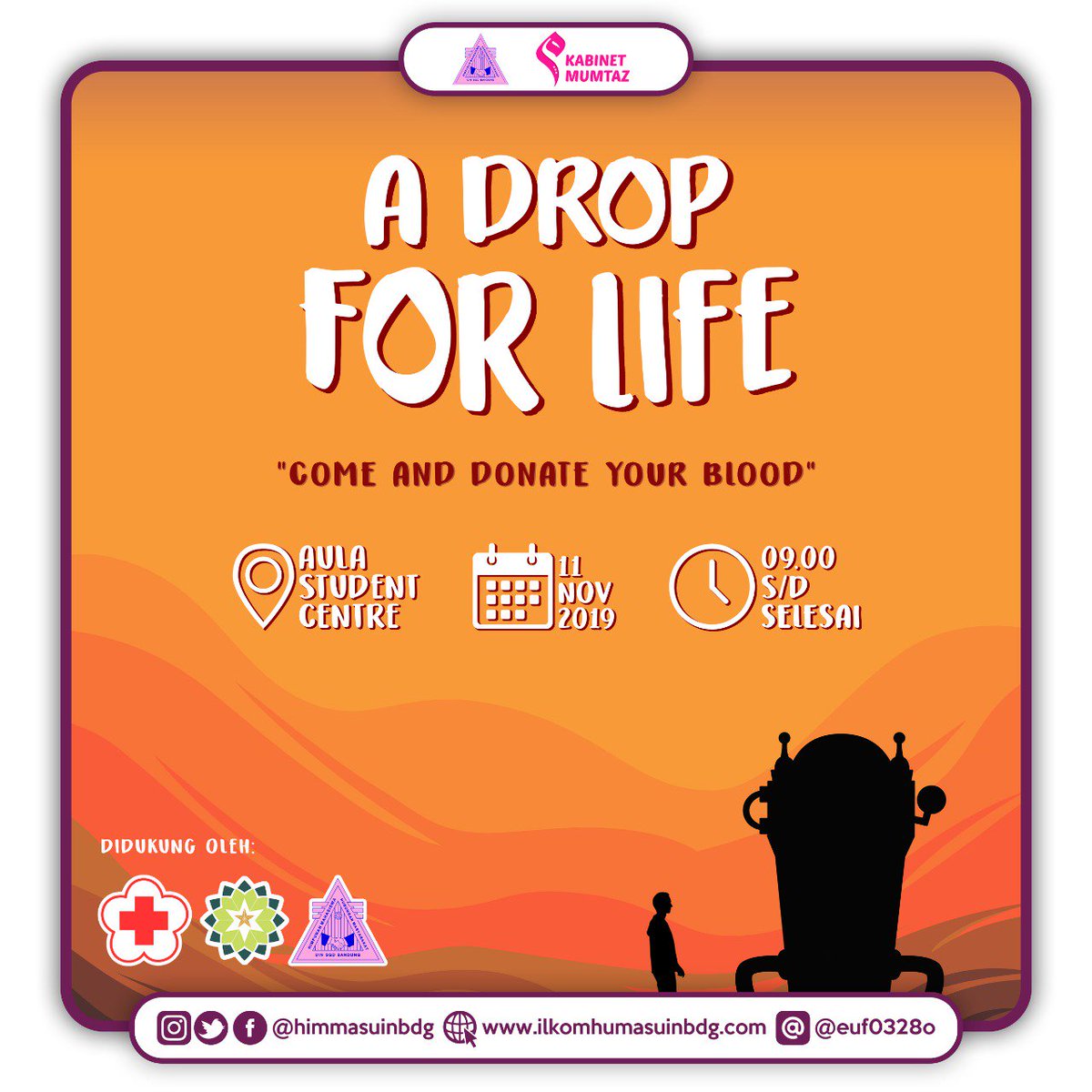 HimmasUINbdg's tweet photo. [PUREACTION : A DROP FOR LIFE]

Assalamualaykum Himmas!
Ahim punya info mengenai kegiatan pureaction nih! yuk info lebih lengkapnya check di instagram kita 😊
https://t.co/iKSz6jSrid

#pureaction
#donordarah
#kabinetmumtaz
#himmasuinbandung
#ainghumasblought
#inhumaswetrust https://t.co/cd5HeILRJF