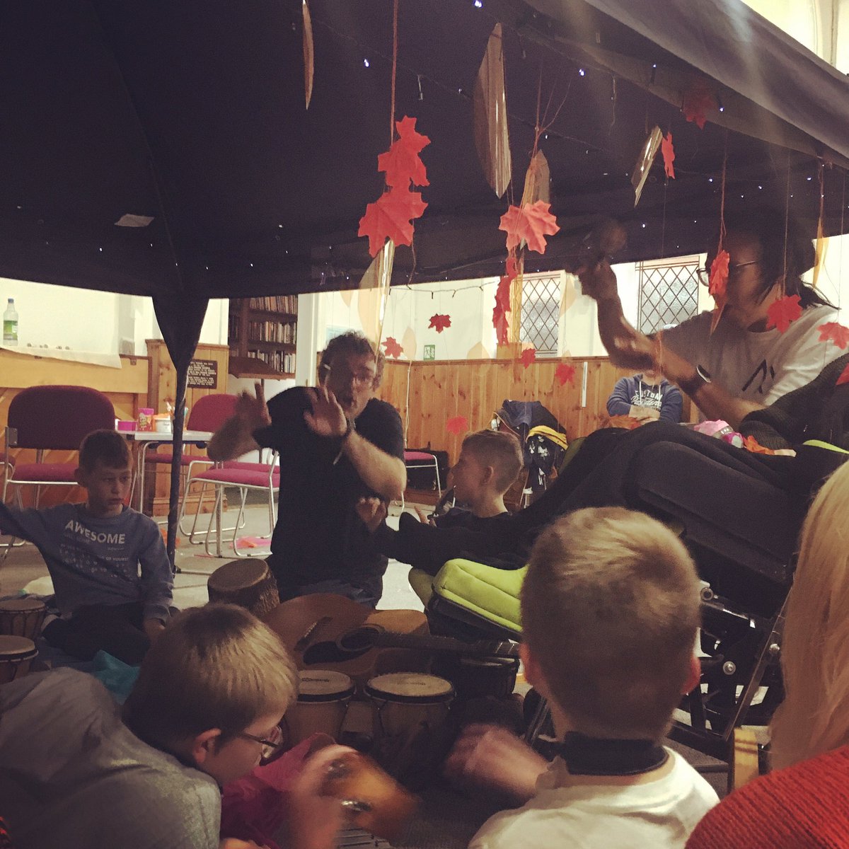 MotherShipProj's tweet photo. A wonderful #inclusivePLAYdays yesterday, exploring Autumn. Crunching through leaves, hunting for bugs&amp; animals, being fireworks, making bonfires &amp; ending at the Ugly Bug Ball! 🐛 
#inclusivemusic #inclusivemovement #inclusivearts #sensoryplay @sandwellcouncil @GoPlaySandwell https://t.co/EIN16TsQ5W
