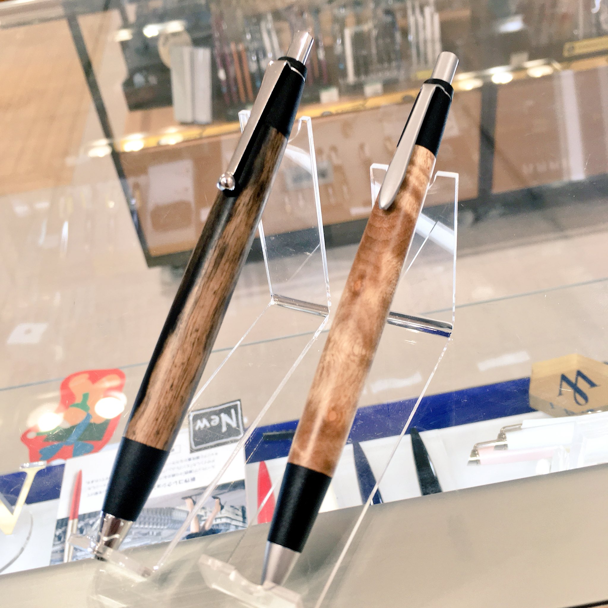 343ペン工房翌檜 黒柿孔雀杢 木軸シャーペン ボールペン