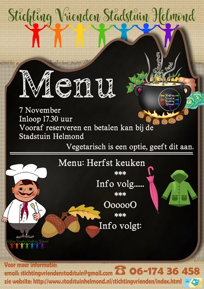 St_vrienden_S_H's tweet photo. Het menu van de Herfst maaltijd  7 november 🌿🍷🌿🌿🍷🌿
**Paddenstoelensoep met salie-gremolata
**Paddenstoelen  risotto met (spek) uit de oven
**Peer met noten crumble, kweepeermoes
Kosten €15.-
Aanmelden voor 6 nov bij St Vrienden Stadstuin Helmond  aan de Katoenstraat https://t.co/weKjrrmGq4