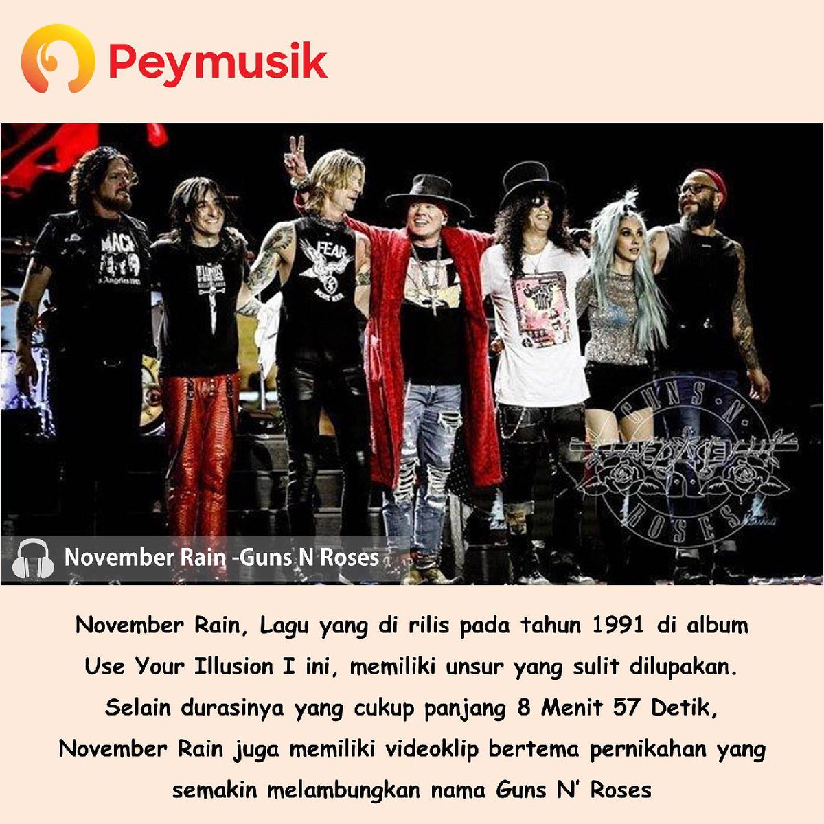peymusik's tweet photo. Musim hujan gini, ternyata banyak yang puterin lagu November Rain-Guns N' Roses  lho!!
Kamu termasuk gak??
.
#Peymusik 
#beritamusik  #musikindonesia 
#hariinovasi
#Mendidikbangsa 
#indonesia https://t.co/CneyKTs8Uu