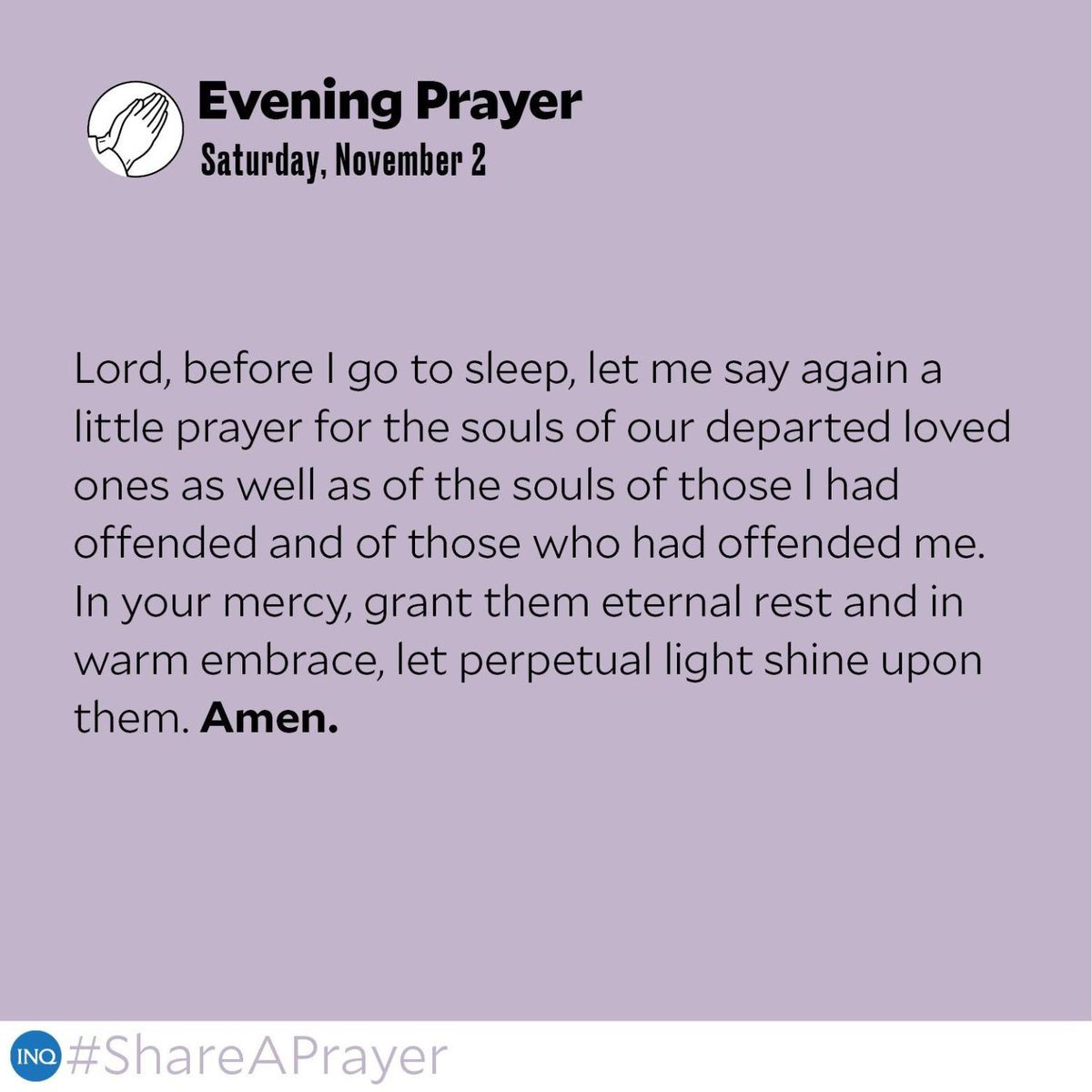 inquirerdotnet's tweet photo. Tonight's #EveningPrayer. #AllSoulsDay https://t.co/0ZmWnkT03K