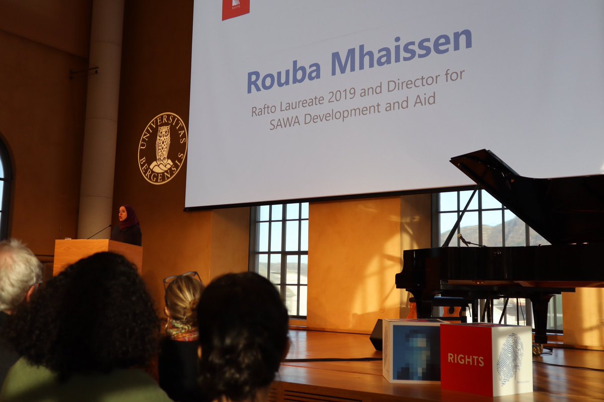 RaftoFoundation's tweet photo. .@roubamhaissen is giving us a challenge: to not take democracy for granted, to vote, to hold governments accountable, to use the pen as weapon, not at least: to be kind. «If we all do small acts of kindness, the world would be a better place» #rafto2019 https://t.co/y8WS1rn5j6