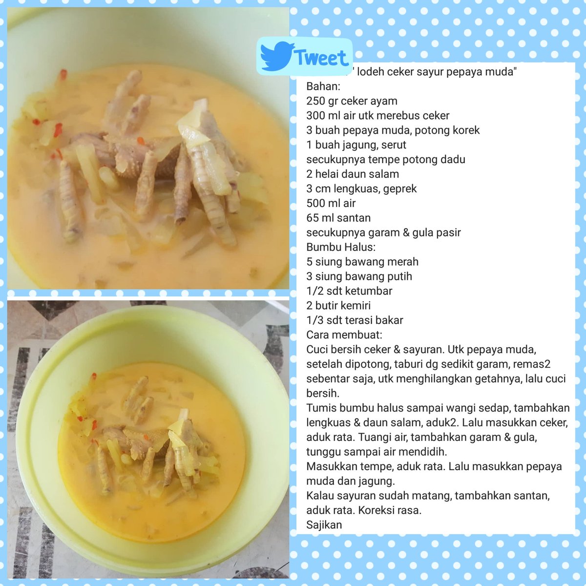 Link_ok17's tweet photo. @tupperwareID Ini kreasi resep dengan parutan " lodeh ceker sayur pepaya muda" buat santap siang keluargaku. Marut kelapanyanya pake speedy greater dr tupperware pasti lbh cepat dan praktis. Wish me luck
#KreasiParutanTupperware 
#kreasiparutan
#paketupperware
@enni_fa @elmiati4 @NitaFradenta https://t.co/EzJWYWhg70