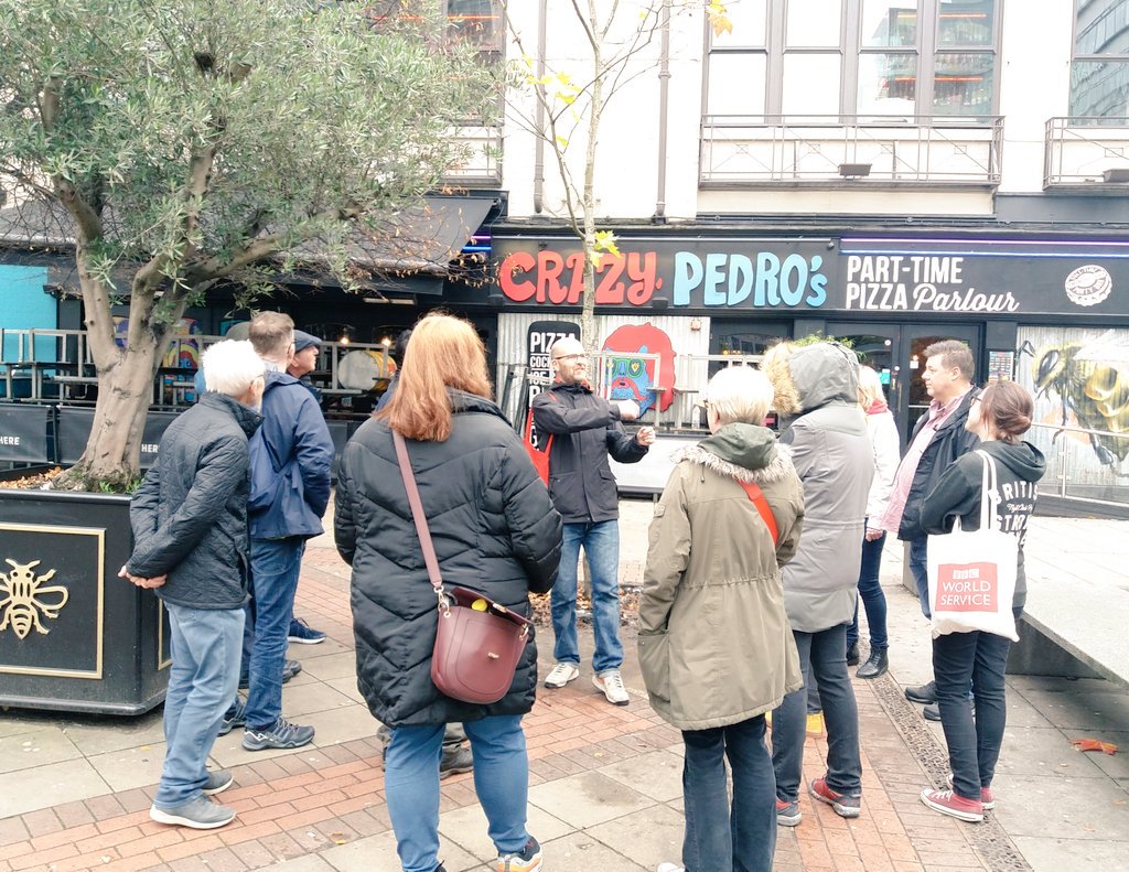 BIPCGM's tweet image. Starting our 'Boom to Best' tour with  Eddie from @modernistsoc at the locations where George Best had his hairdressers and nightclub 'Photograph'! #Mcr #OpenToBusiness