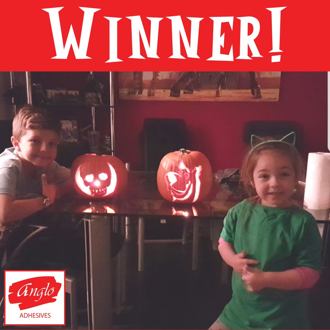 The winner of our Pumpkin Competition is Carly Tagg (and her two children, of course)!

Thank you to all who entered, your creativity was just incredible!

#anglohq #adhesives #halloween #pumpkin #competition #imstickingwithyoucauseimmadeoutofglue