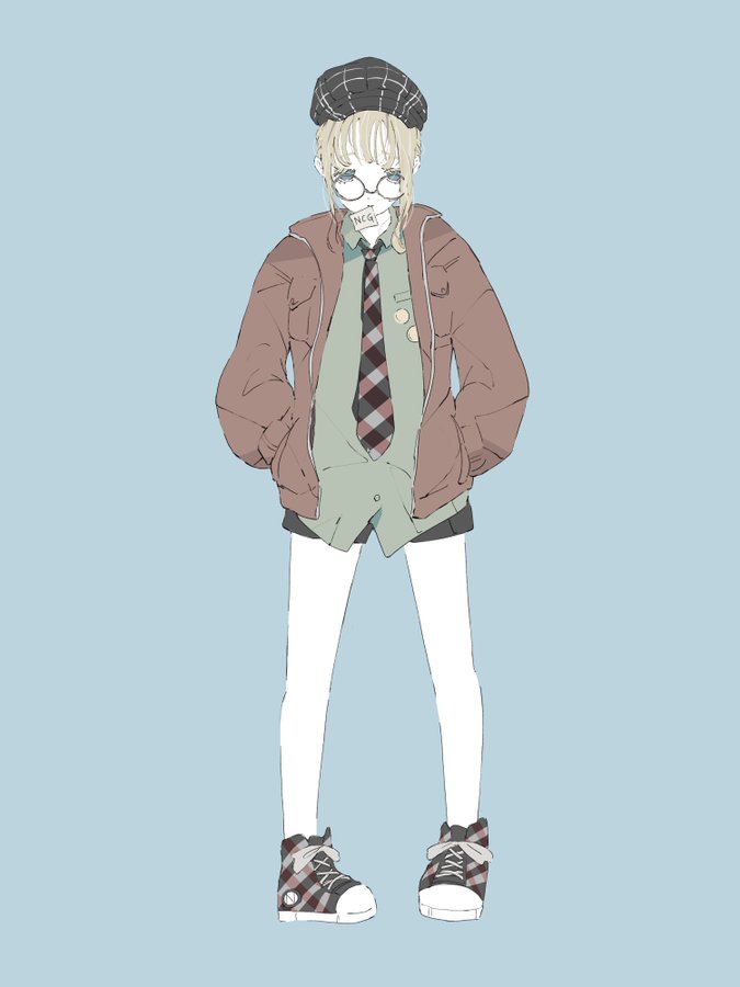 メガネ ネクタイ チェック イラスト紹介 ノーコピーライトガール