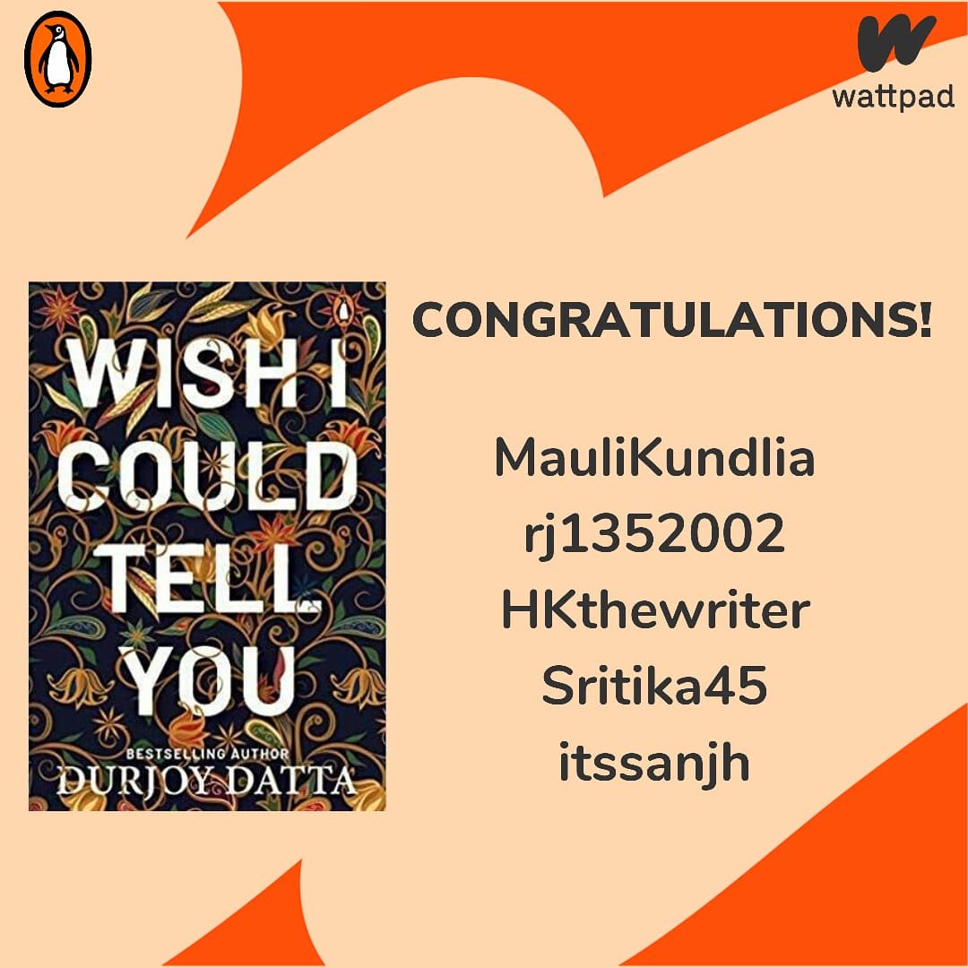 wattpadindia's tweet photo. Congratulations to the winners of #WishICouldTellYou Writing Contest! 🥳

We loved reading your unique stories and plot twists. Thank you to everyone who participated, keep up the enthusiasm!

To read the winning entries: 
https://t.co/5YiBdCrMfM

@PenguinIndia @durjoydatta https://t.co/B8MmLnMujp
